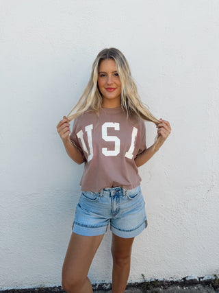 USA Block Crop Tee