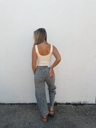 Josie Leopard Barrel Jeans