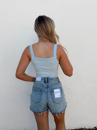 Cora Stripe Tank- Powder Blue
