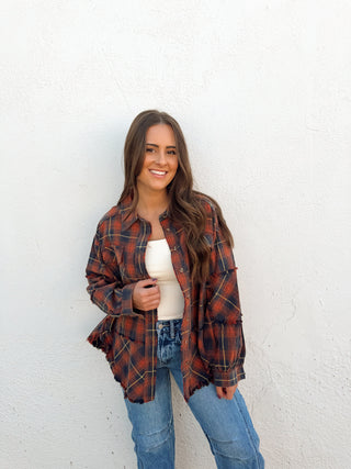 Elle Plaid Washed Flannel - Navy Mix
