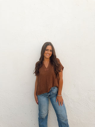 Jessa Sweater Top - Deep Camel