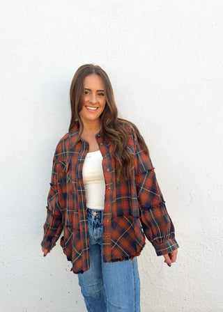 Elle Plaid Washed Flannel - Navy Mix