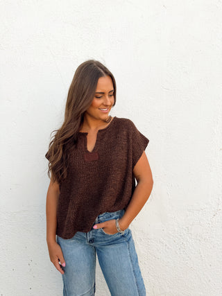 Jessa Sweater Top - Chocolate Brown