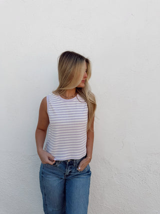 Lyla Striped Sleeveless Top - Lilac
