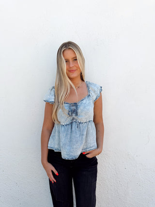 Hailey Top - Light Wash