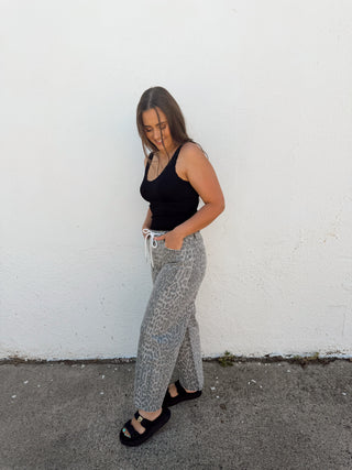 Josie Leopard Barrel Jeans