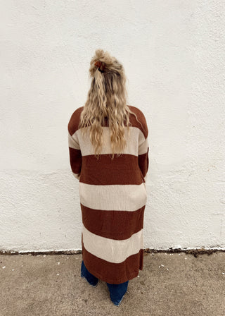 Ava Stripe Cardigan - Brown