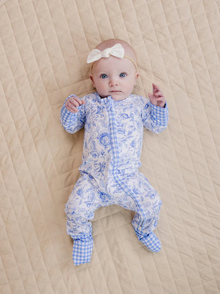 Bamboo Zipper Romper | Blue Flowers