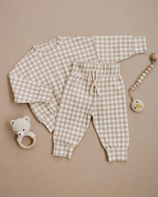 Jogger Set | Beige Gingham