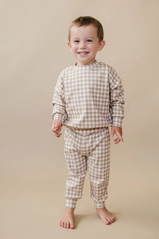 Jogger Set | Beige Gingham