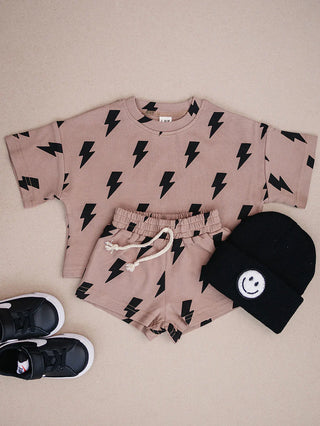Mocha Bolts Shorts Set