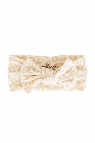 Lovely Leopard Bamboo Waffle Knit Large Bow Headwrap