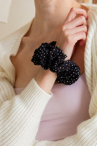 Black Polka Dot Jumbo Scrunchie