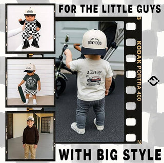 Kids/Baby Two Tone Cap - Long Live Boyhood - Black/Beige