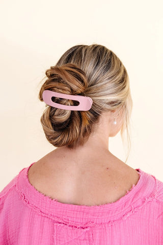 Glossy Flat Claw Clip - Pink