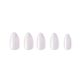 Moonlight Press-On Nails|Pearlescent White| Short Almond (Rooted)
