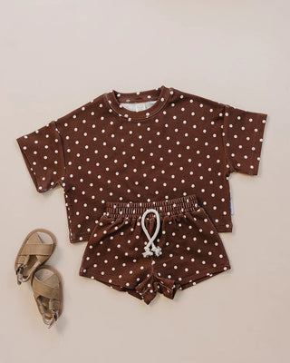 Brown Polka Dot Shorts Set