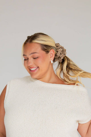 Neutral Floral Jumbo Scrunchie