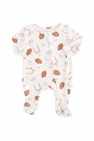 Newborn Tiny Touchdowns Zipper Footie | Neutral