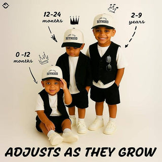 Kids/Baby Two Tone Cap - Long Live Boyhood - Black/Beige