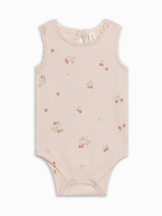 Luna Lace Tank Bodysuit - Raspberries / Shell + Mint