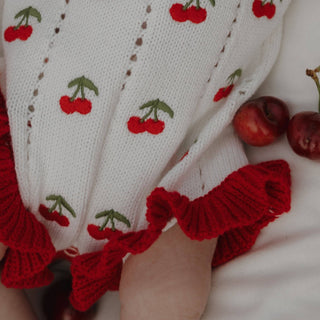 Knit Ruffle Romper | Cherry