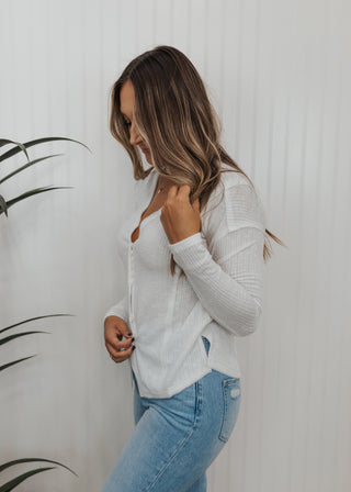 Bailey Ribbed Top - White