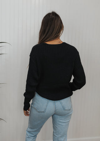 Eve Sweater Top - Black