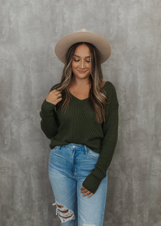 Eve Sweater Top - Olive
