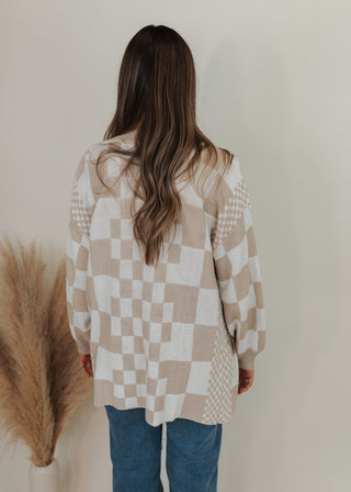 Check Mate Cardigan - Taupe