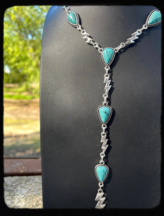 Turquoise Stone Y Necklace- L.Marie x Dolly